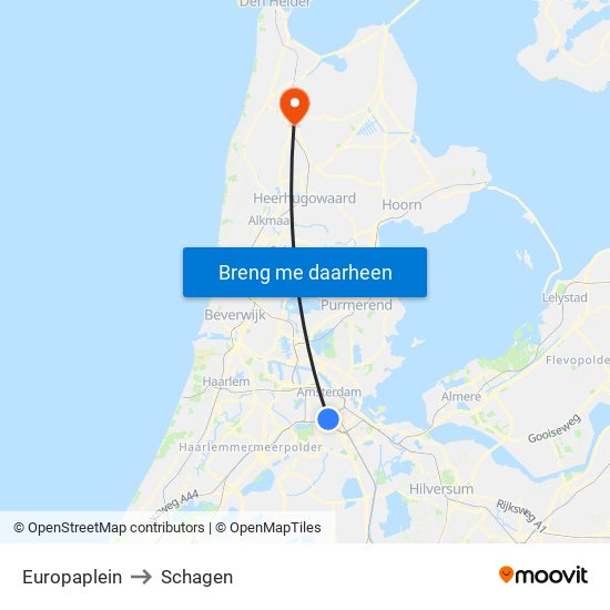 Europaplein to Schagen map