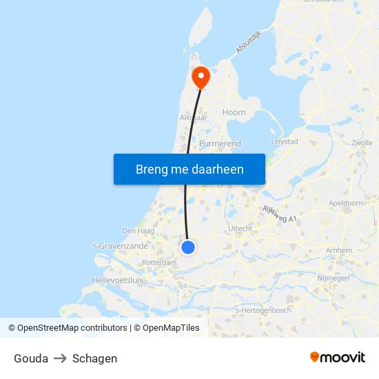 Gouda to Schagen map