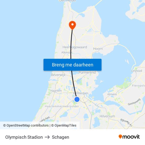 Olympisch Stadion to Schagen map