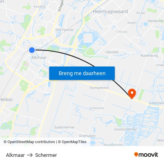 Alkmaar to Schermer map