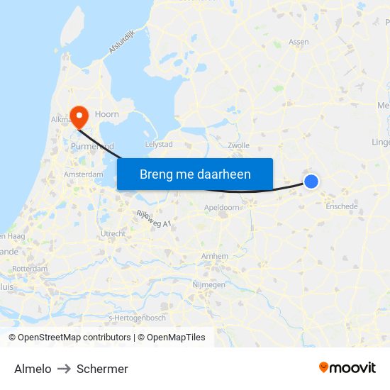 Almelo to Schermer map