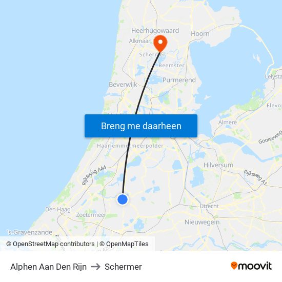 Alphen Aan Den Rijn to Schermer map