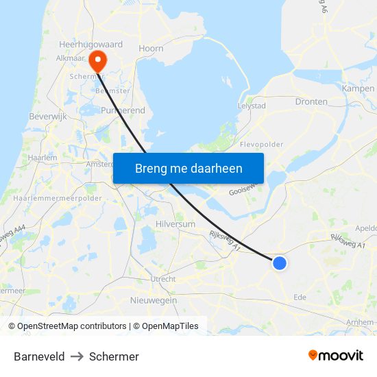 Barneveld to Schermer map