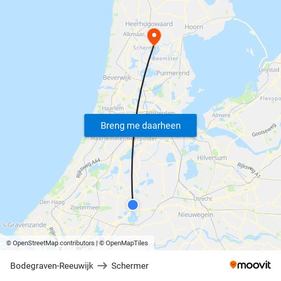 Bodegraven-Reeuwijk to Schermer map