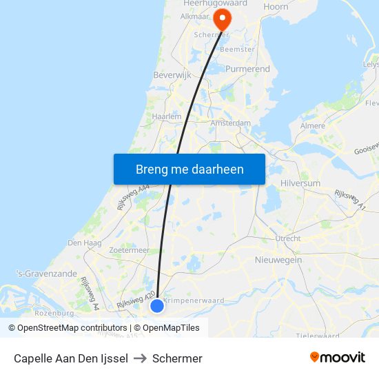 Capelle Aan Den Ijssel to Schermer map