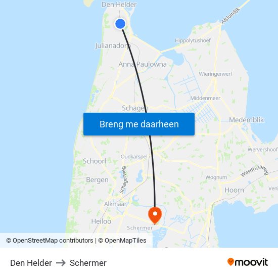 Den Helder to Schermer map
