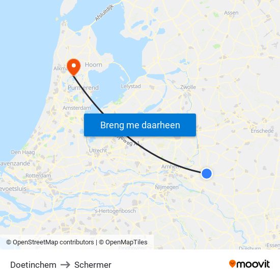 Doetinchem to Schermer map