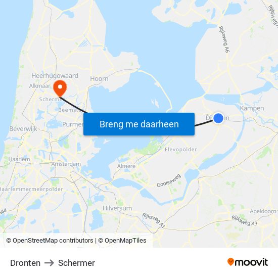 Dronten to Schermer map