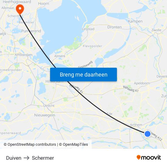 Duiven to Schermer map