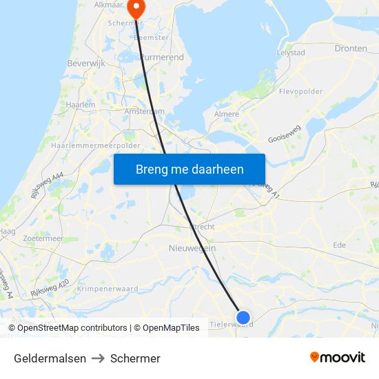 Geldermalsen to Schermer map