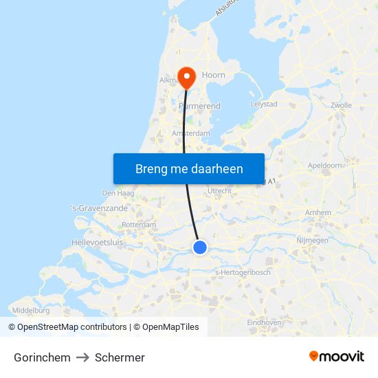 Gorinchem to Schermer map