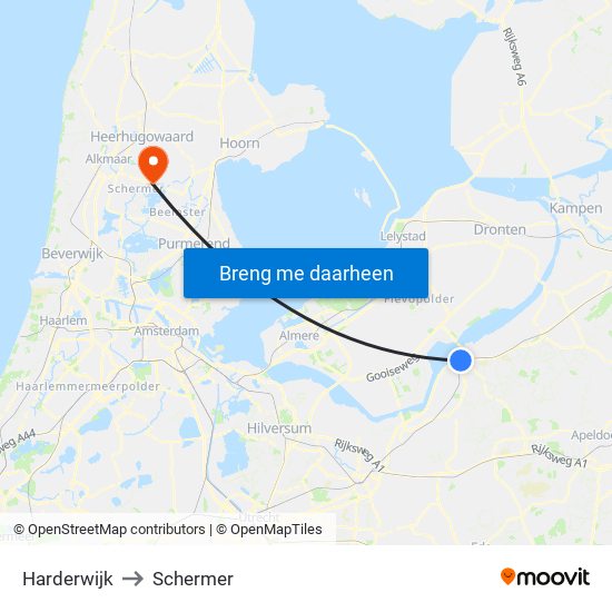 Harderwijk to Schermer map