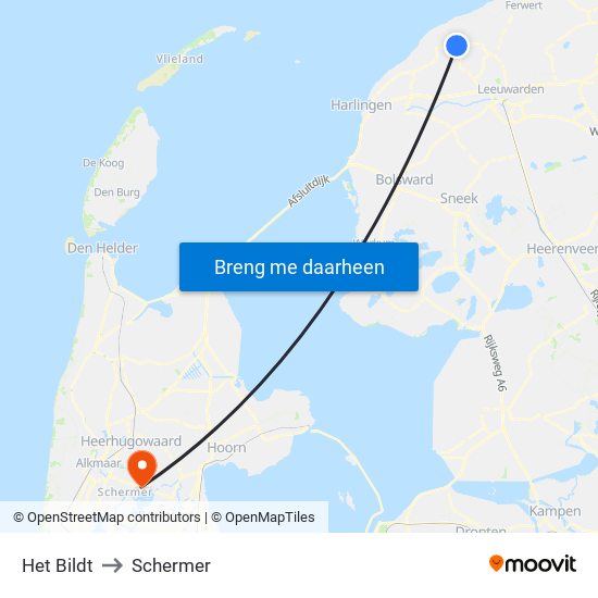 Het Bildt to Schermer map