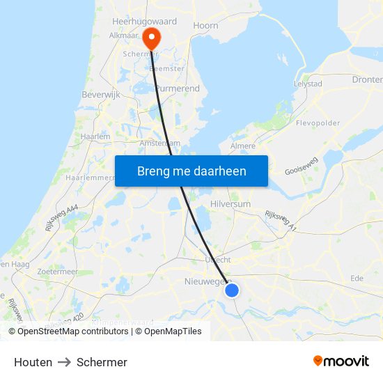 Houten to Schermer map