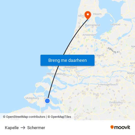 Kapelle to Schermer map