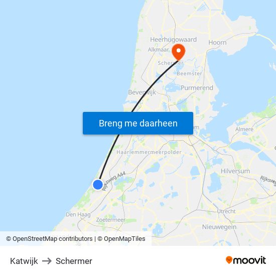 Katwijk to Schermer map