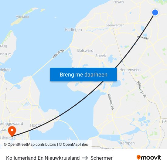 Kollumerland En Nieuwkruisland to Schermer map