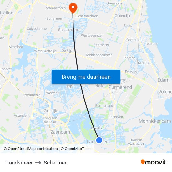 Landsmeer to Schermer map