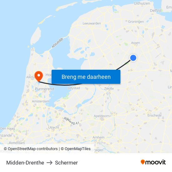Midden-Drenthe to Schermer map