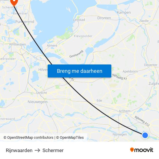 Rijnwaarden to Schermer map