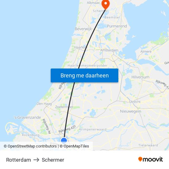 Rotterdam to Schermer map