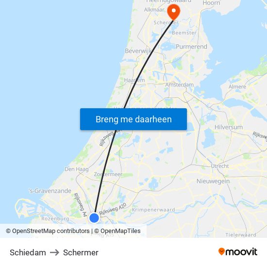Schiedam to Schermer map