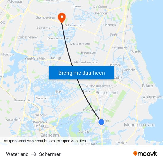 Waterland to Schermer map