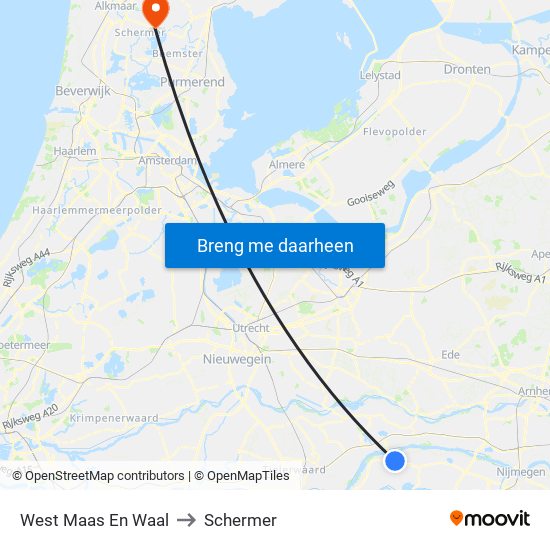 West Maas En Waal to Schermer map