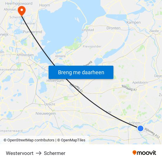 Westervoort to Schermer map
