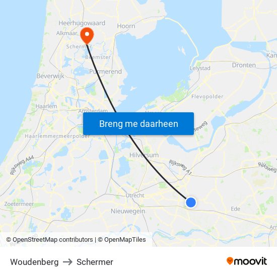 Woudenberg to Schermer map