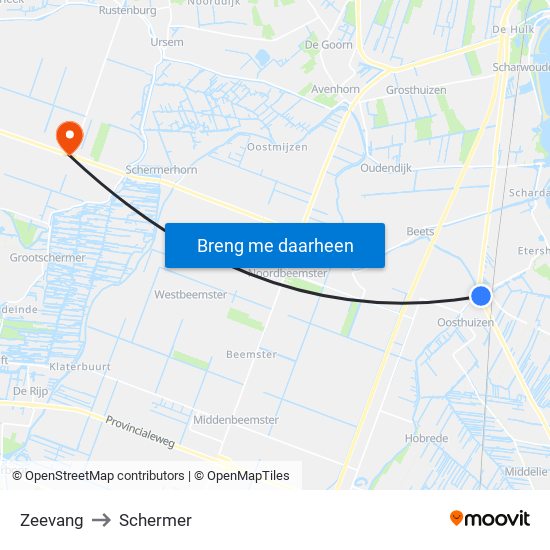 Zeevang to Schermer map