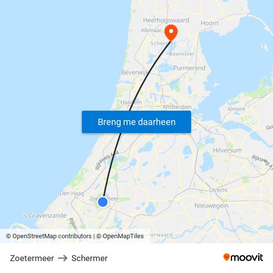 Zoetermeer to Schermer map