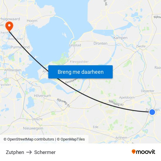 Zutphen to Schermer map