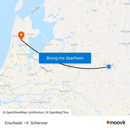 Enschede to Schermer map