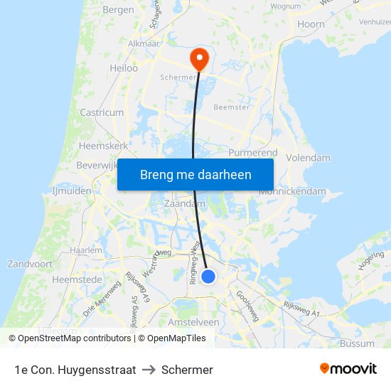 1e Con. Huygensstraat to Schermer map