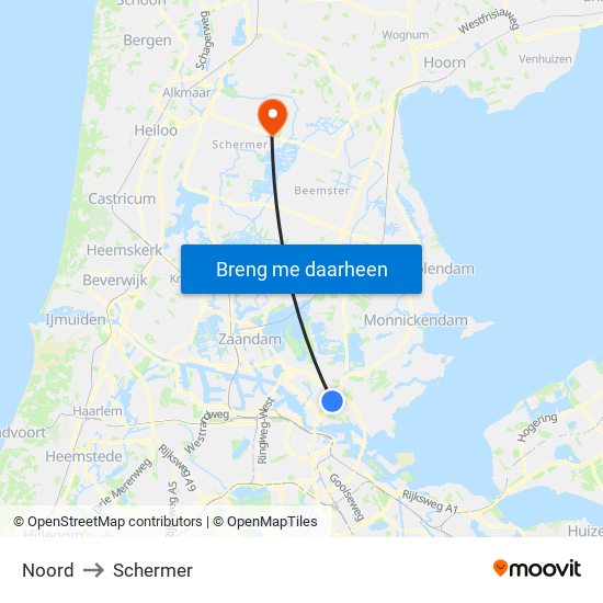 Noord to Schermer map
