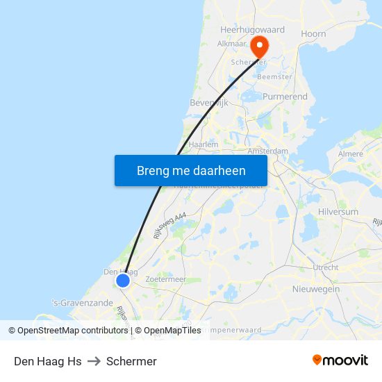 Den Haag Hs to Schermer map