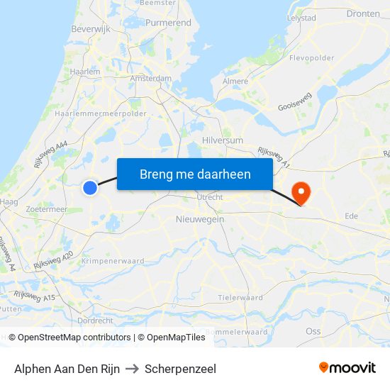 Alphen Aan Den Rijn to Scherpenzeel map