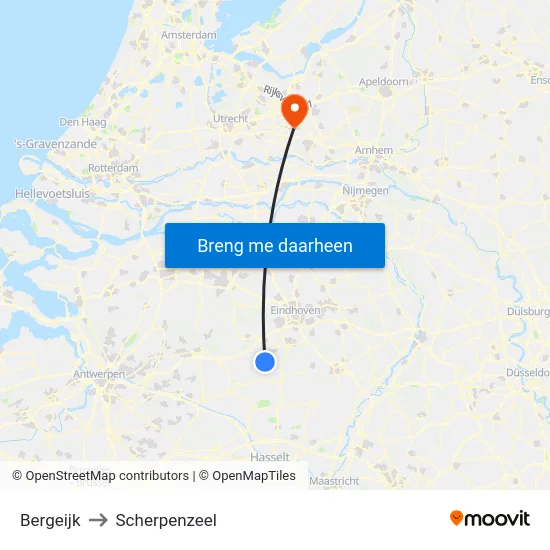 Bergeijk to Scherpenzeel map
