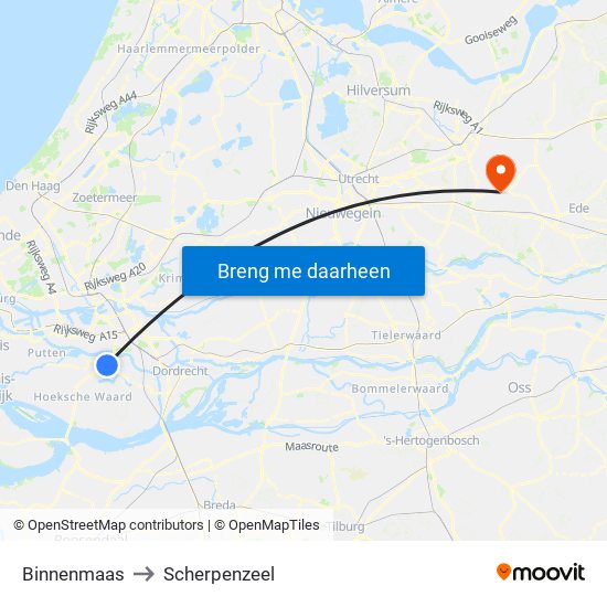 Binnenmaas to Scherpenzeel map