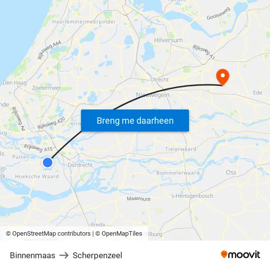 Binnenmaas to Scherpenzeel map
