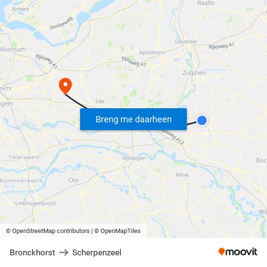 Bronckhorst to Scherpenzeel map