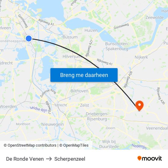 De Ronde Venen to Scherpenzeel map