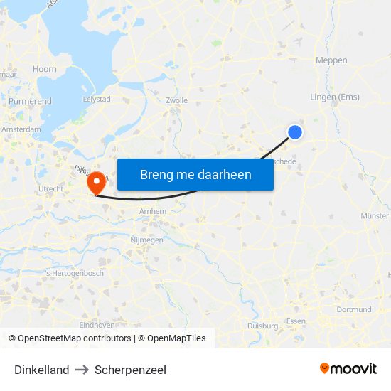Dinkelland to Scherpenzeel map