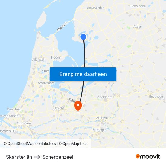 Skarsterlân to Scherpenzeel map