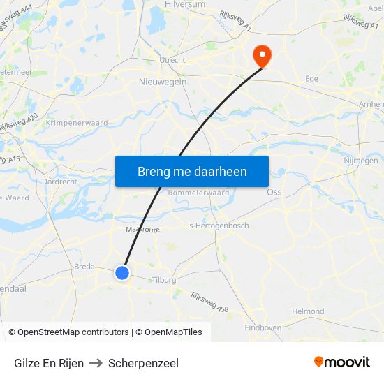 Gilze En Rijen to Scherpenzeel map