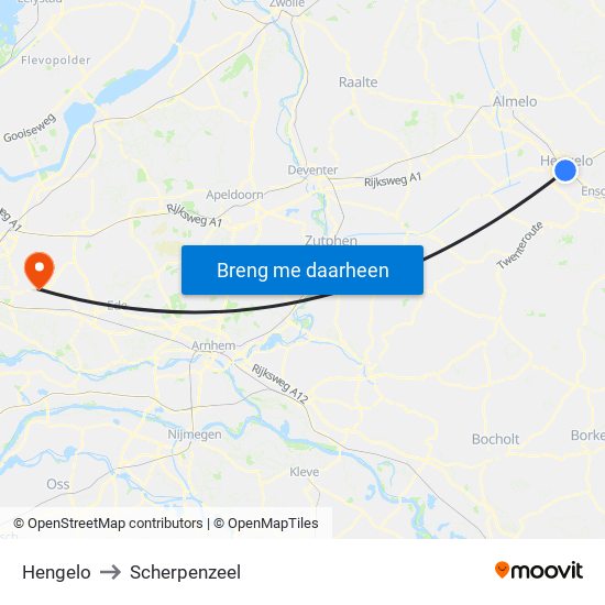 Hengelo to Scherpenzeel map
