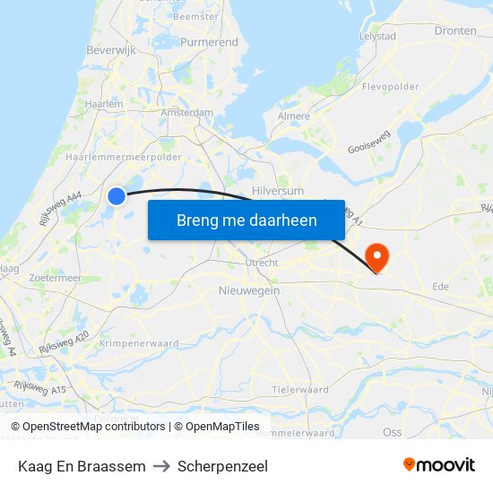 Kaag En Braassem to Scherpenzeel map