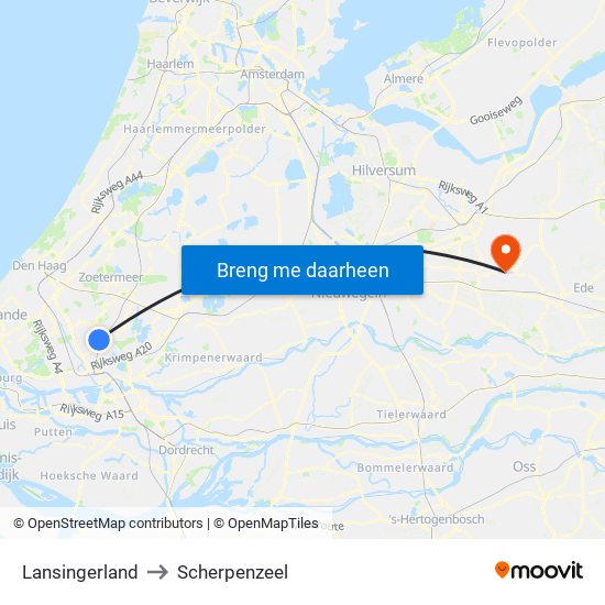 Lansingerland to Scherpenzeel map