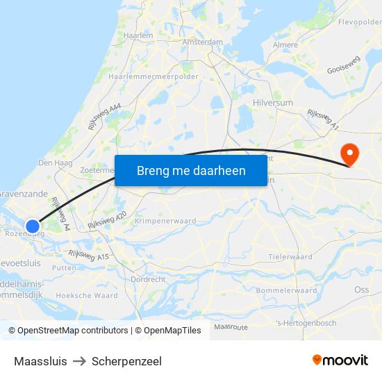 Maassluis to Scherpenzeel map